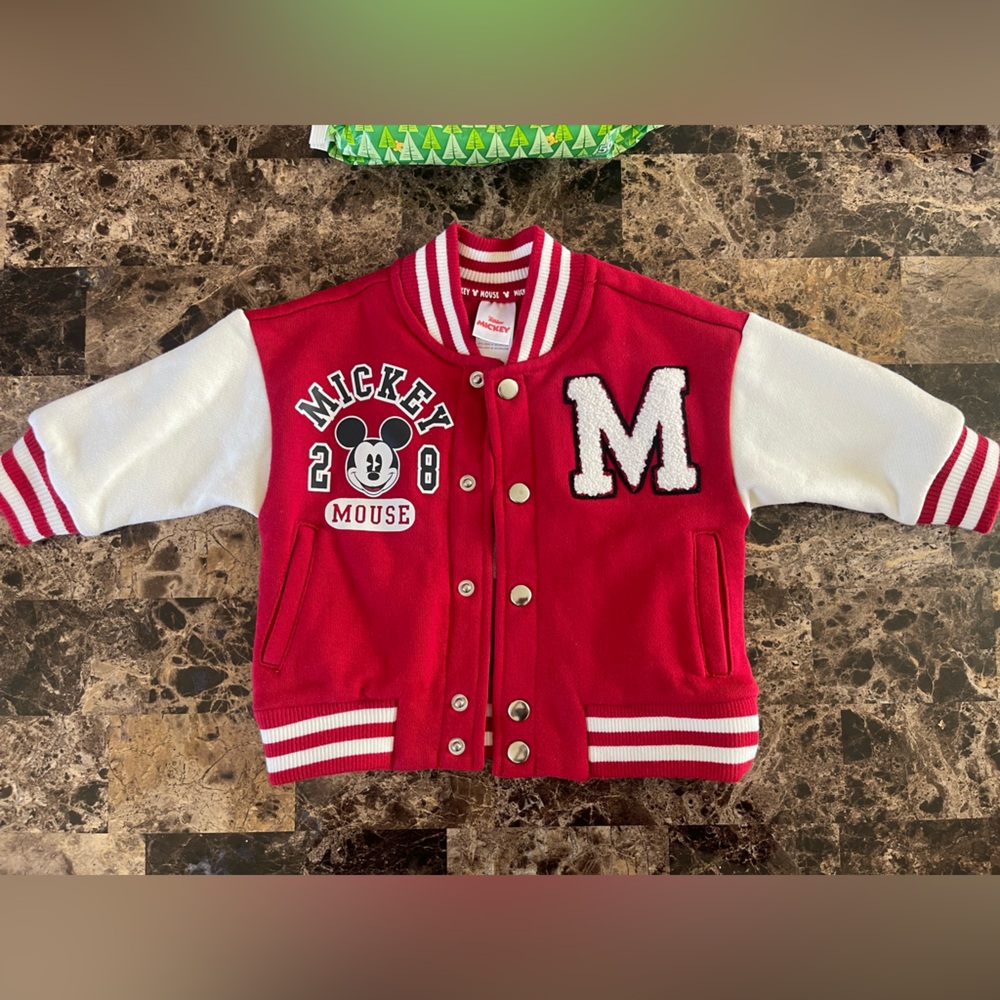 12 months, Mickey Mouse bomber jacket.